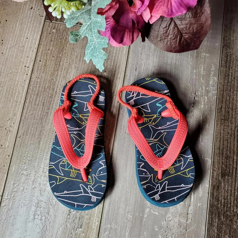 Cat & Jack Toddler Flip Flop Shark Sandals Size 7-8